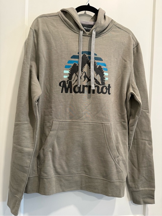 Marmot Other - NWOT Marmot Light Gray Hoodie with Blue Mountain Graphic - Size M